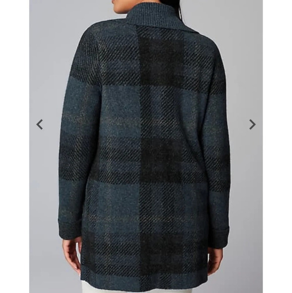 J.jill Ribbed-Collar Plaid Sweater-Jacket - Picture 4 of 7